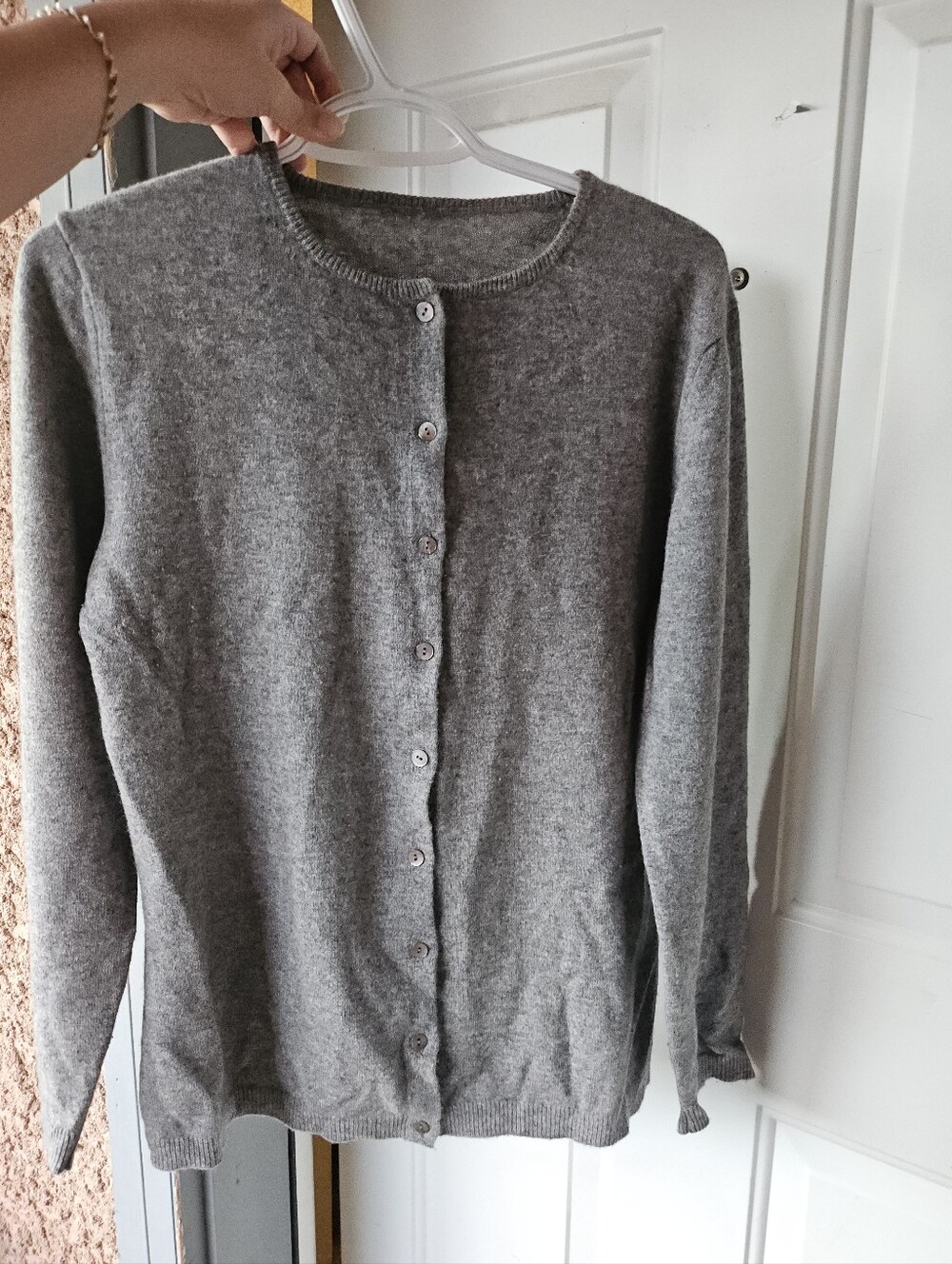 Classic Gray Button-Front Women's Sweater